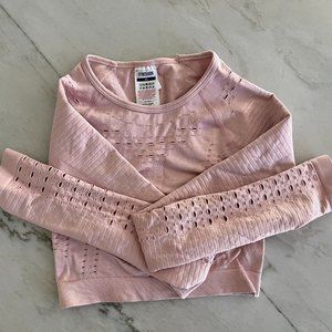 GymShark Pink long sleeve crop top, XS